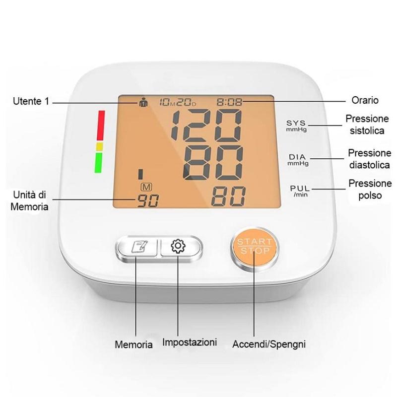 Misuratore misura pressione sanguigna professionale medica da braccio  aritmia | UppyNet