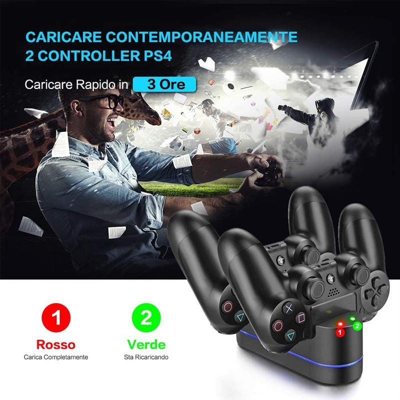 CARICATORE CONTROLLER PLAYSTATION 4 DOPPIA STAZIONE DOCKS PS4 JOYSTICK  RICARICA | UppyNet