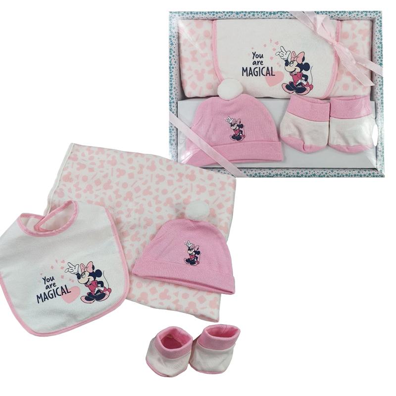Disney Minnie 4 pezzi regalo bimba neonata coperta cappello bavaglino  babbucce | UppyNet