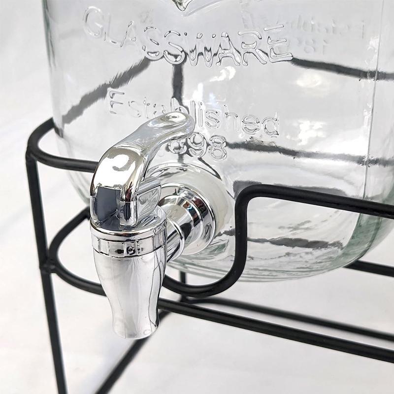 Dispenser distributore bibite bevande barattolo vetro rubinetto 4 litri  supporto | UppyNet